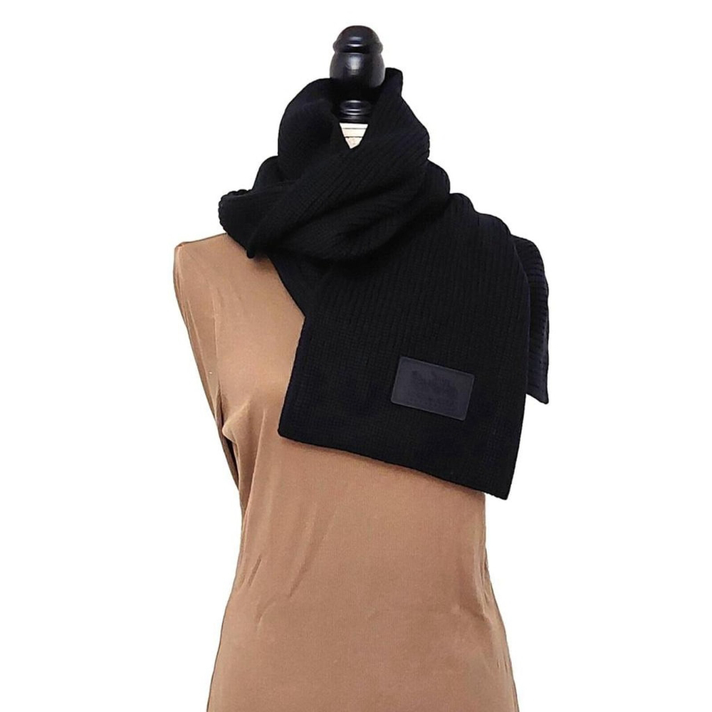 Coach Black Chunky Patch Wool Blenf Knit Scarf - Picture 2 of 8